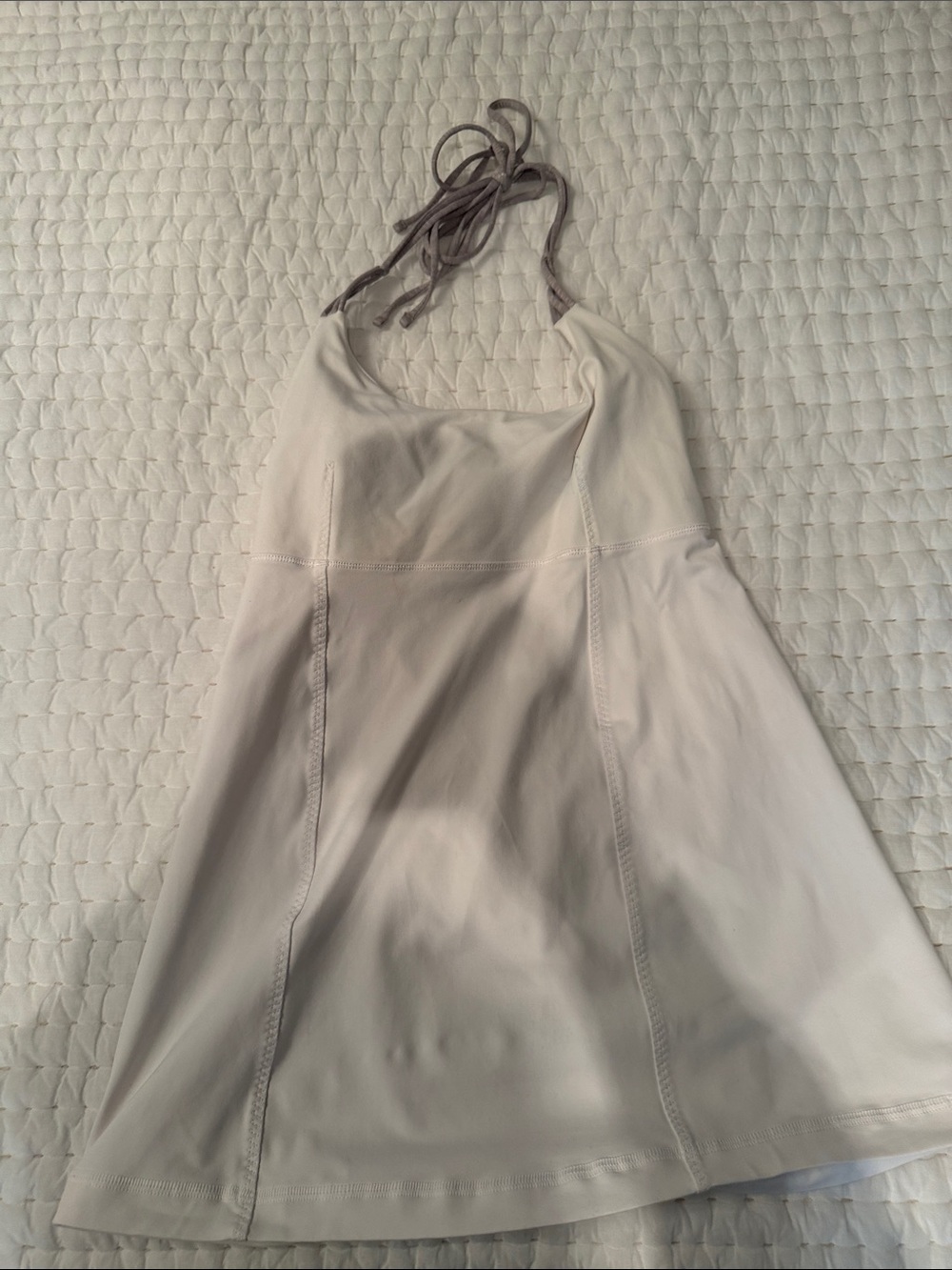lululemon athletica Cream Halter Tank with Gray Straps and Gold Trim